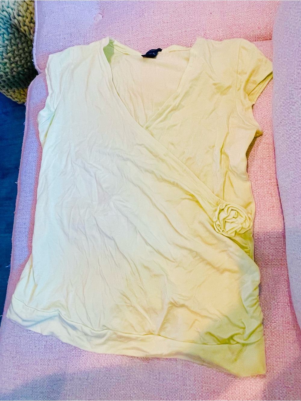 Maternity GAP Wrap-Style Short Sleeve Top with Rosette